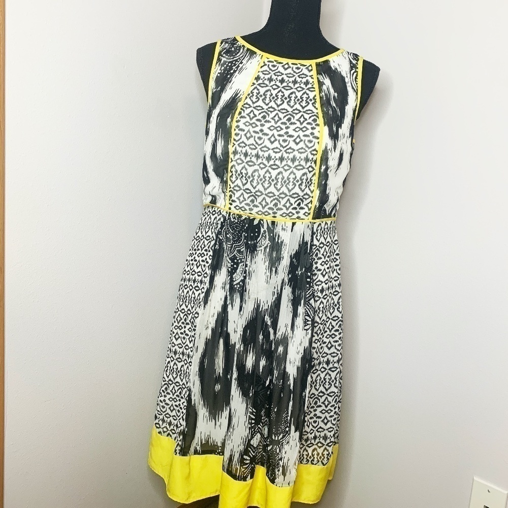 LESLIE FAY Lined Fit n Flare Chiffon Dress